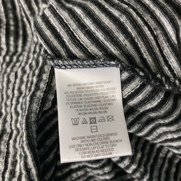 Anthropologie Postmark XS Top Black White Stripe Long Sleeve High Low‎ Stretchy - Picture 5 of 7
